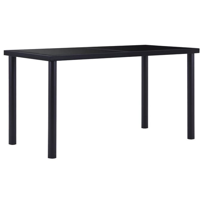 vidaXL - Eettafel - 140x70x75 - cm - gehard - glas - zwart