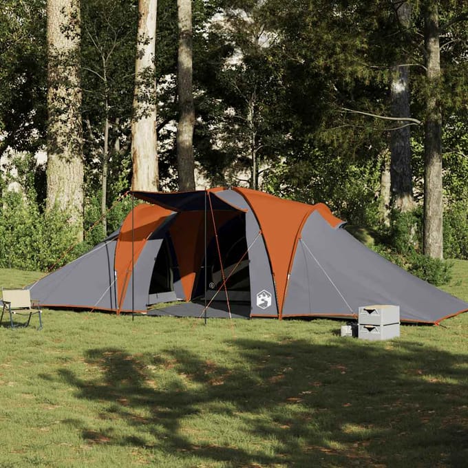 vidaXL - Koepeltent - 6-persoons - waterdicht - grijs - en - oranje