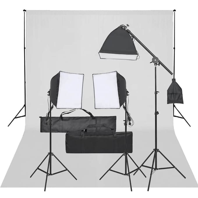 vidaXL - Fotostudioset - met - verlichtingsset - en - achtergrond