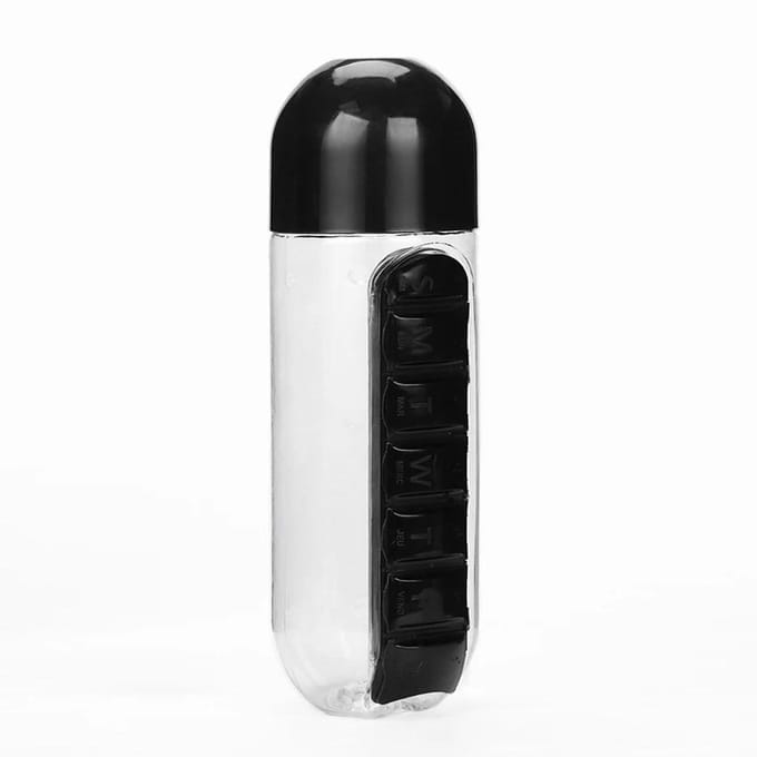 Bouteille d'eau en plastique pour sport, boîtes à pilules quotidiennes, capsules, tasse d'eau, organisateur de médicaments, bouteilles de boisson rouge