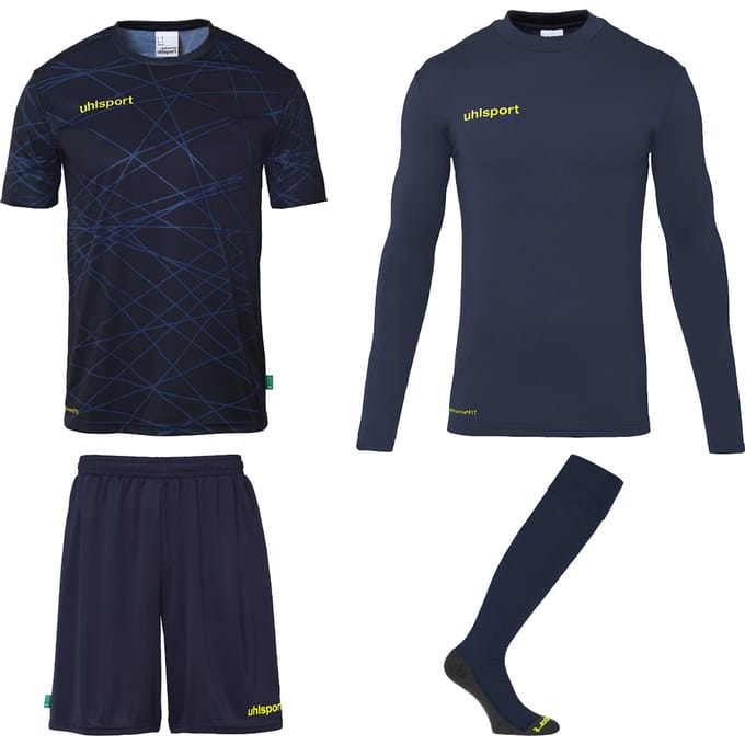 Uhlsport Prediction Goalkeeper Bundle Navy Fluo Yellow - Keepershandschoenen - Maat L