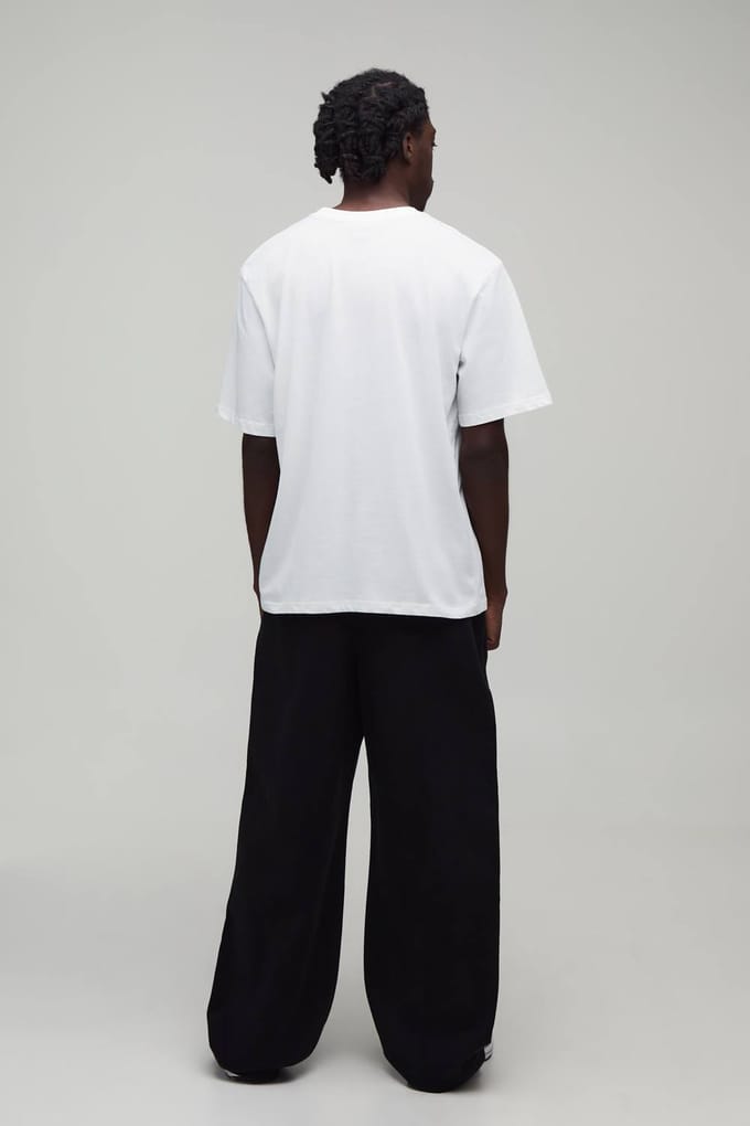Plus Wide Fit Broek met Half & Half Tailleband van gewassen twill | Black | Size 2XL