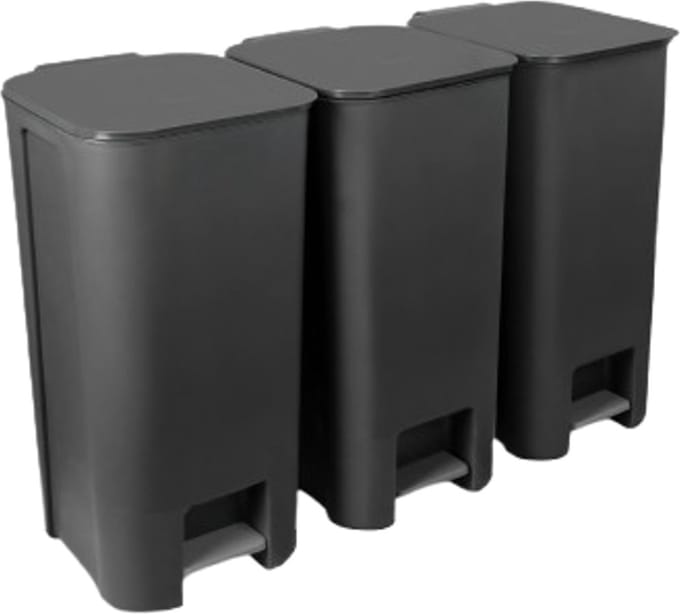 Practic - Set van 3 afvalbakken - 3x40l - pedaalemmer - Grafiet