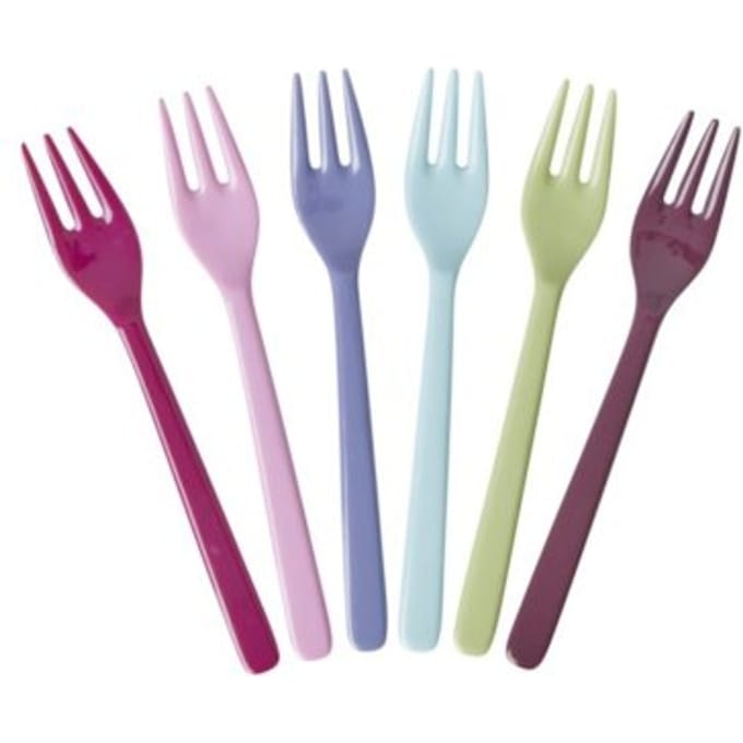 Rice melamine gebaksvorkjes meerkleurig a 6 stuks