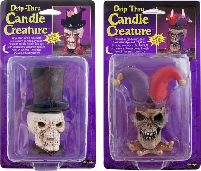Halloween skeleton kaars + joker kaars - drip thru - 2 stuks