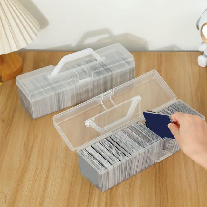 Spelkaart Organizer Plastic Handheld Klapdeksel Grote Capaciteit Transparante Ruilkaart Opbergdoos white
