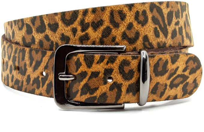 Dames ceintuur leopard look - 4 cm breed - Leer - Jeans riem - Casual - Maat 100