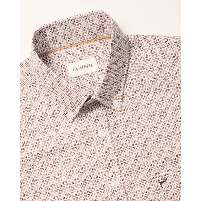 Campbell Casual Overhemd Bran Orange Brown Heren