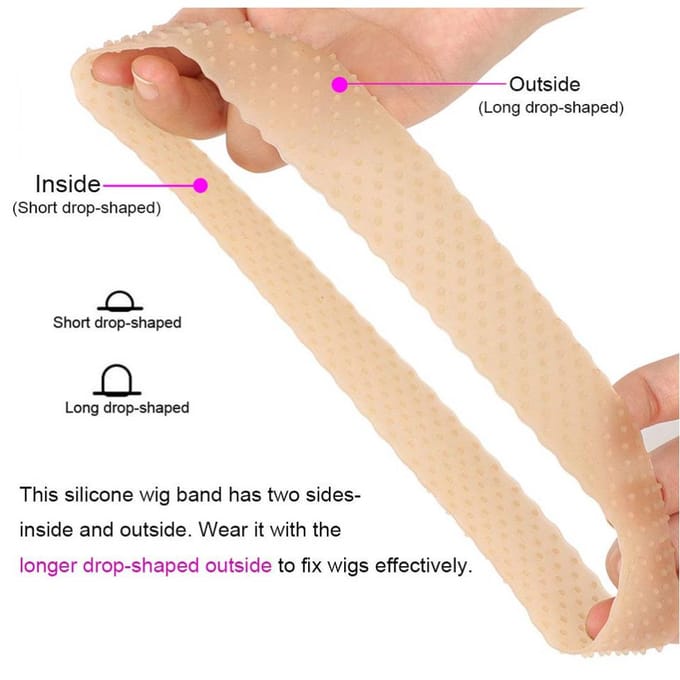 Bandeau de Perruque en Silicone Confortable Antidérapant Bandeau de Maintien de Perruque beige