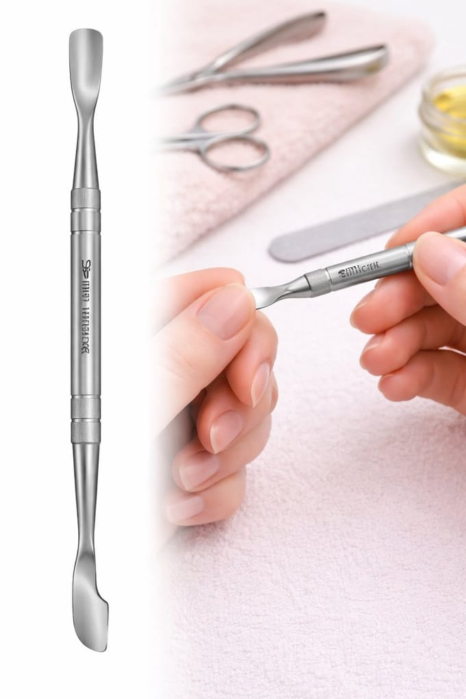 Belux Surgical Instruments / Nagelriemduwer – Dubbelzijdig – Schuin & Breed Model – RVS – Manicure & Pedicure Tool