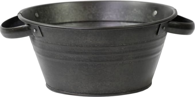 Mega Collections Bloempot/plantenpot - zink - zwart - rond - D40 x H14 cm