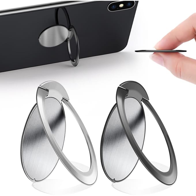 Bague adhésive metalique support main anneau argent pour Smartphone grijs