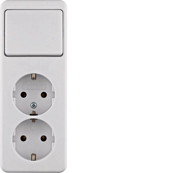 Hager Berker Opbouwschakelaar Combinatie dubbele wandcontactdoos - 61402649 - E3HAZ