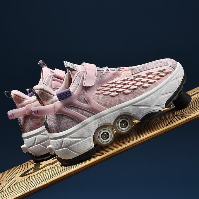 Chaussures transformables 3 à 6 ans Patins à roulettes transformables à quatre roues Peuvent marcher et patiner Patins de célébrité Internet Filles 43 black
