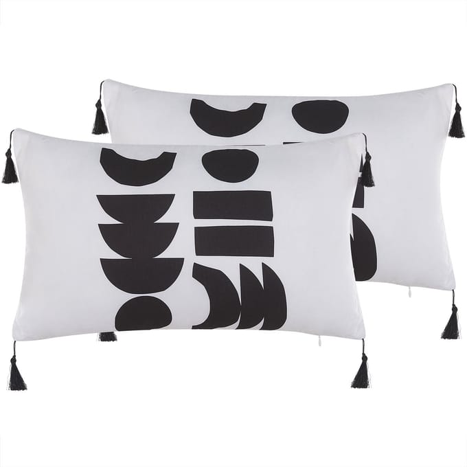 LIRIOPE - Sierkussen set van 2 - Wit - 30 x 50 cm - Polyester