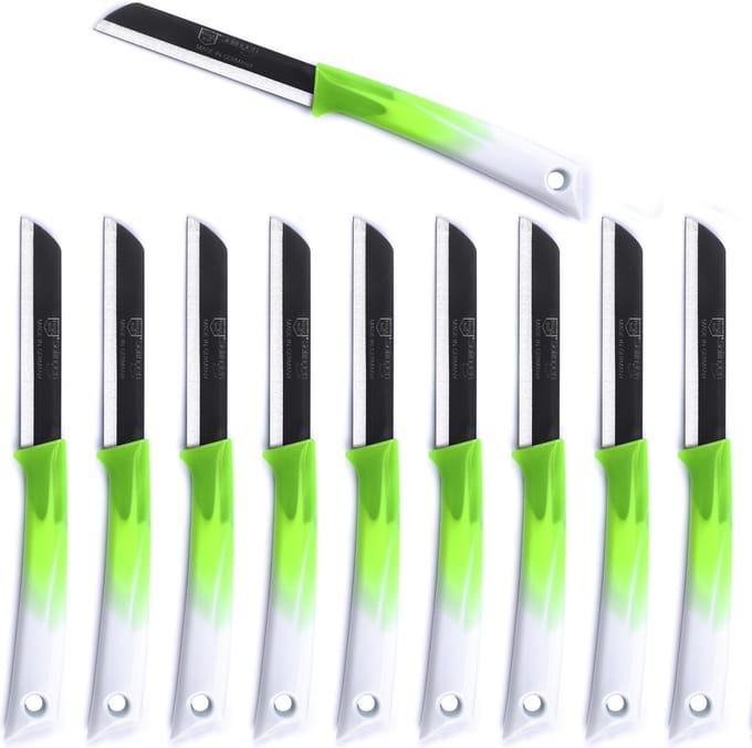 Solingen Schilmesje Duits Rvs Groen/Wit - 19,5 cm. met beschermhoes - 10 stuks