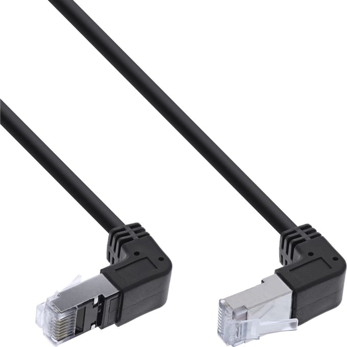 InLine® Patchkabel boven/onder haaks, S/FTP(PiMf), Cat.6, PVC koper 0,15m