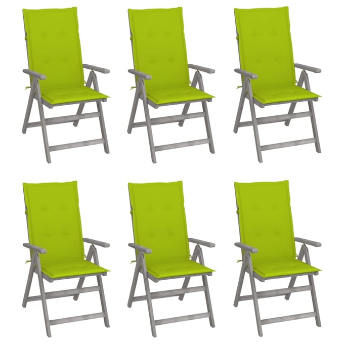 vidaXL - Tuinstoelen - 6 - st - verstelbaar - met - kussens - massief - acaciahout