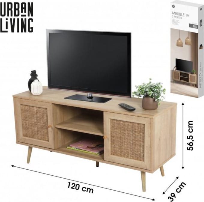 BALI TV MEUBEL MET 2 DEUREN 120x39xH56cm