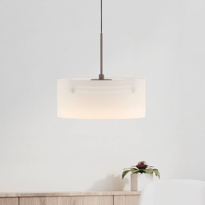 Paul Neuhaus LED hanglamp MARIKA, beige/wit, Ø 20 cm, glas, dimbaar