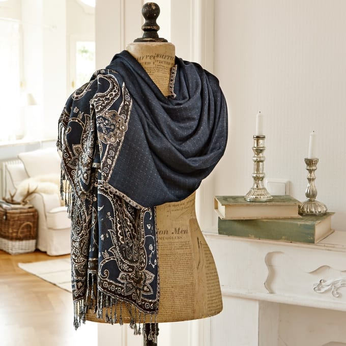 LOBERON Sjaal Laine donkerblauw