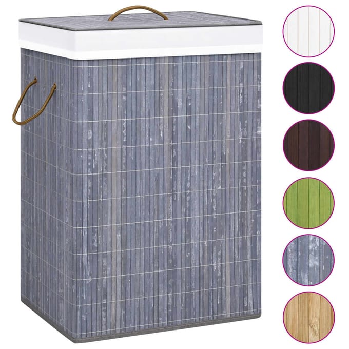 vidaXL - Wasmand - met - 1 - vak - bamboe - grijs