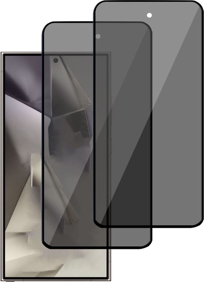 2x Privé Screenprotector geschikt voor Samsung Galaxy S24 Ultra - Privacy Beschermglas - Privacy Proteqt+