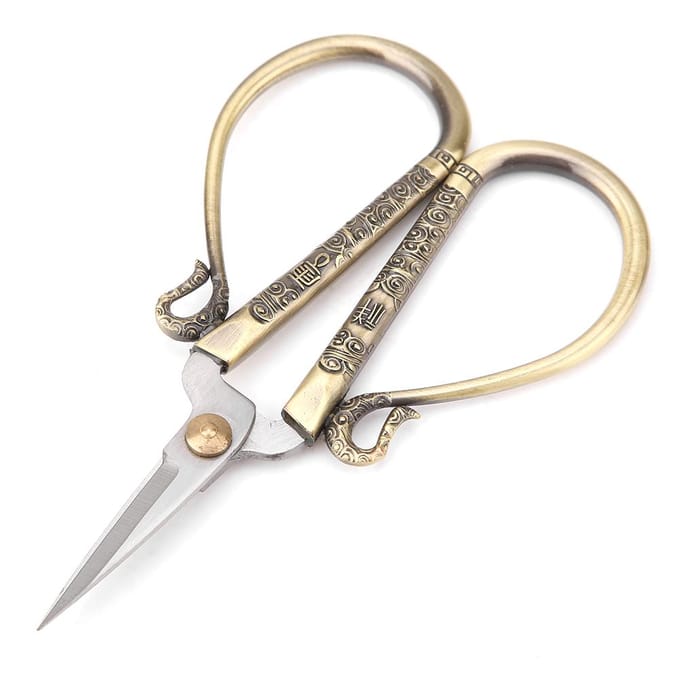 Ciseaux de point de croix en acier inoxydable, ciseaux de couture vintage, outil de broderie (Bronze) beige