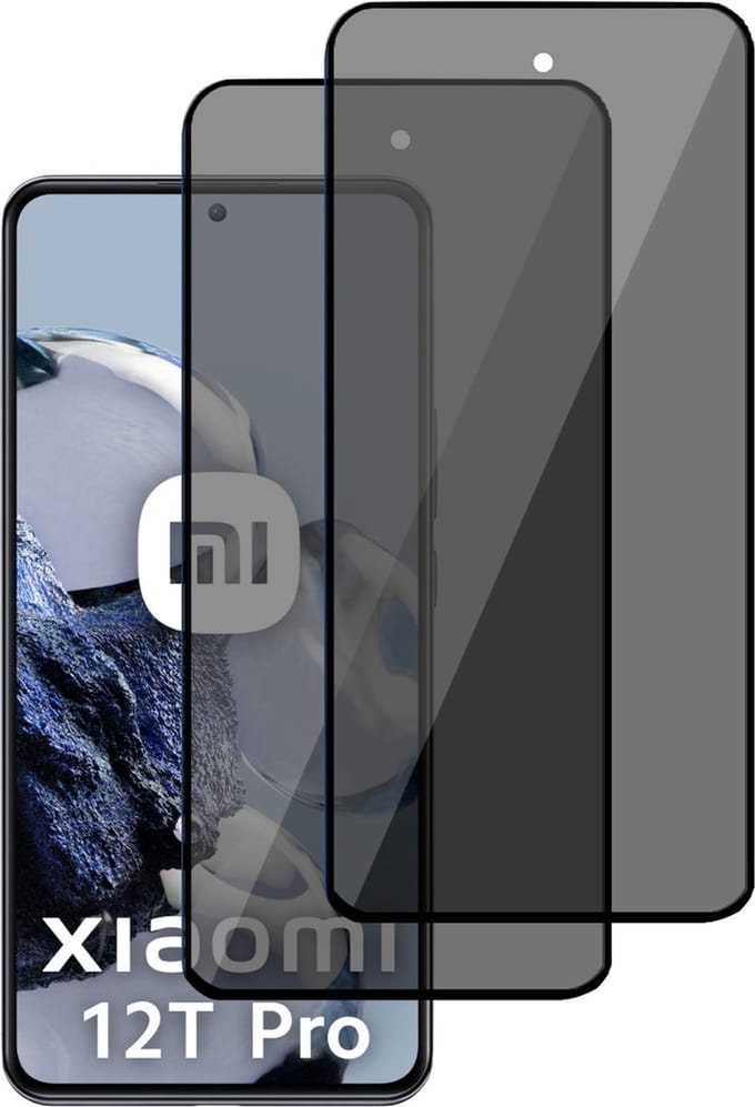 2x Privé Screenprotector geschikt voor Xiaomi 12T Pro Screenprotector - Privacy Beschermglas - Privacy Proteqt+