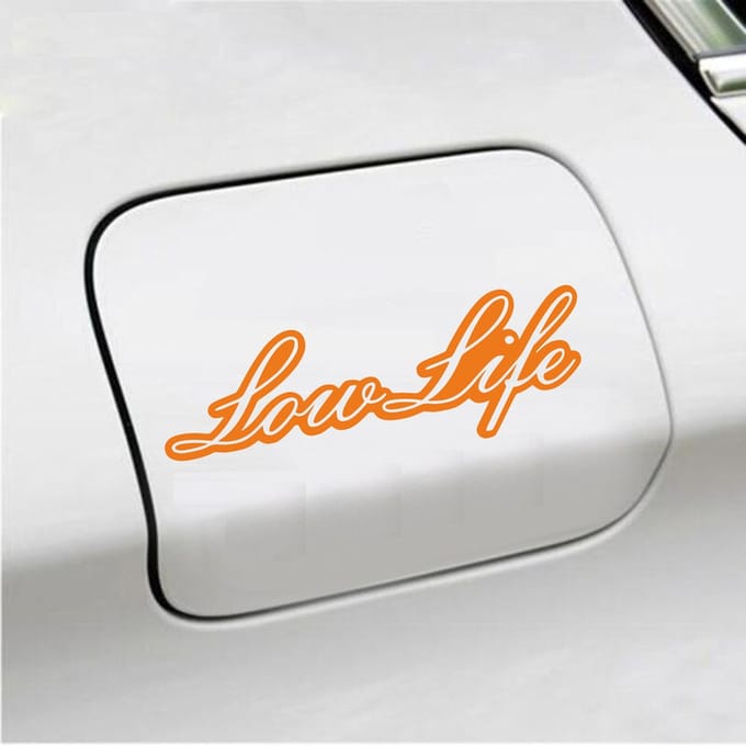 Bumpersticker - Low Life - 6,5 X 20 - Oranje