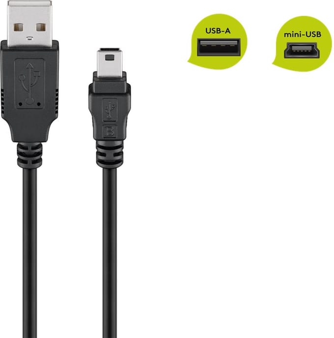 Goobay Mini USB Sync and Charging Cable, Black 1 m
