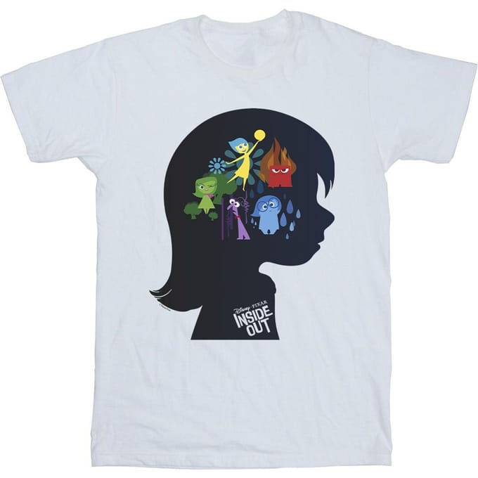 Disney Jongens Binnenste Buiten Hoofd Silhouet T-shirt (Wit)