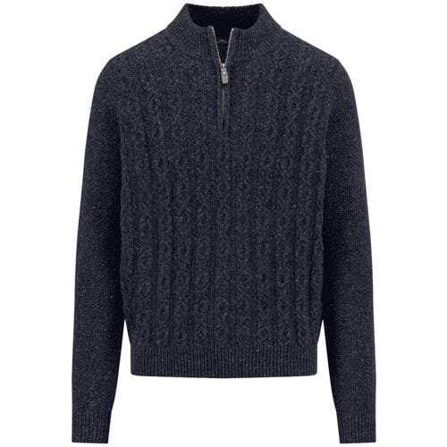 Fynch-Hatton Trui Troyer Zip Cable Knit Donegal Navy / male