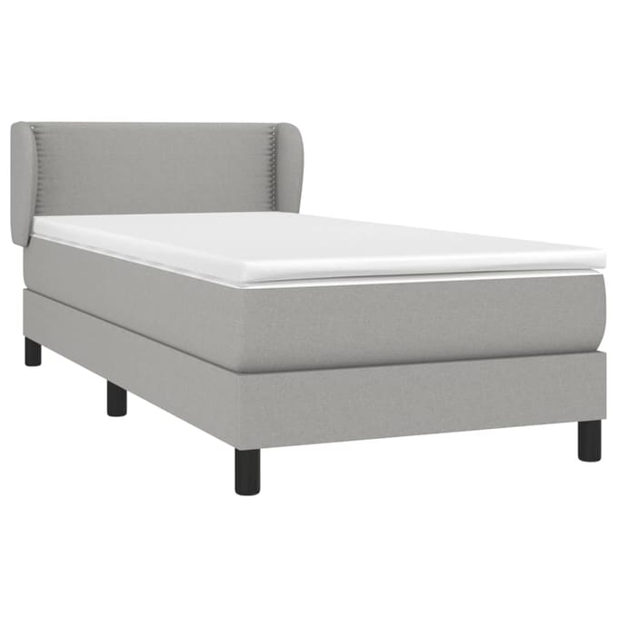 vidaXL - Boxspring - met - matras - stof - lichtgrijs - 90x200 - cm