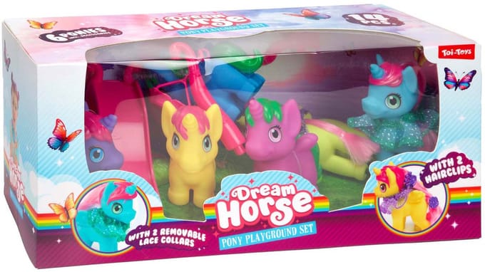 Eenhoorn speelset unicorns met speeltuin en accessoires - kleurrijk speelgoed.