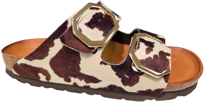 Rohde 5637 72 Slippers Synthetisch Bruin Koeienprint Dames - Bruin - 43