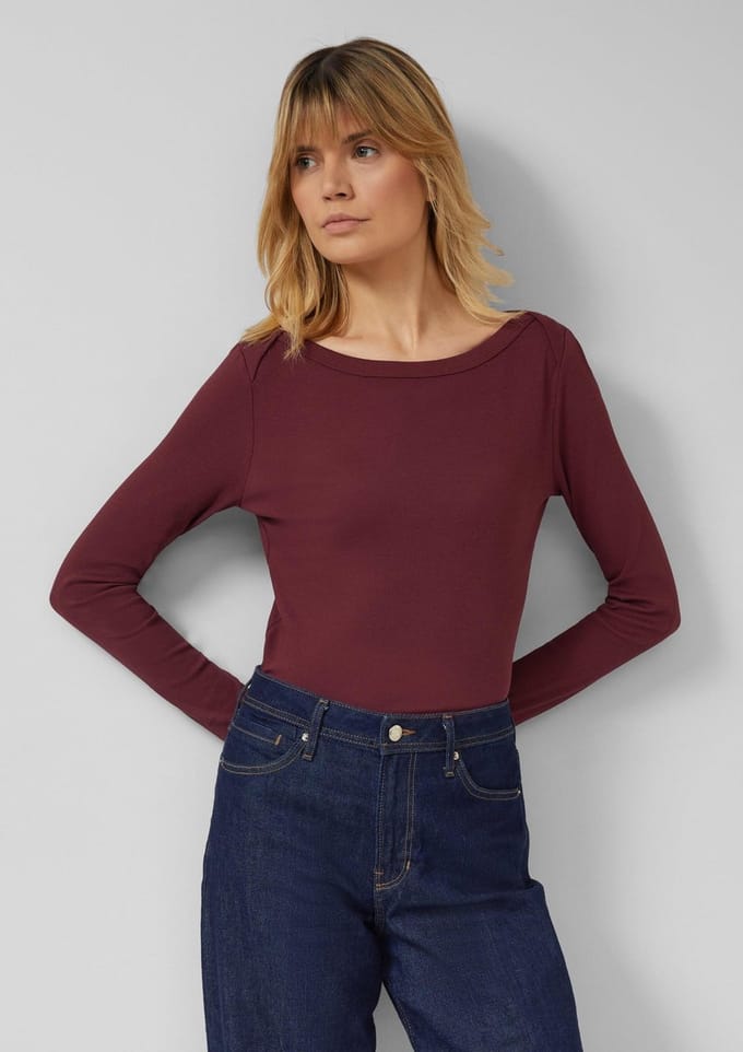 s.Oliver - female - Geribd shirt met lange mouwen en boothals
