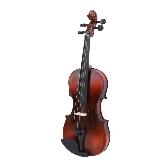 Ensemble de violon 34 pièces pour débutant, kit de violon vintage en bois mat avec étui de rangement, archet, épaulière et gray