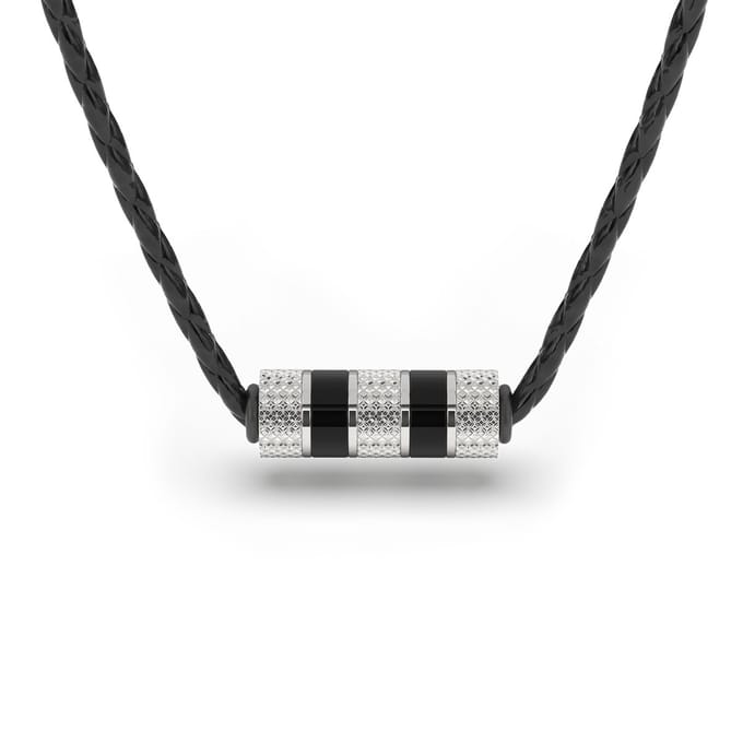 SERASAR Heren Lederen Ketting [Solid] - Zilver 50cm - Hals Sieraden Hanger