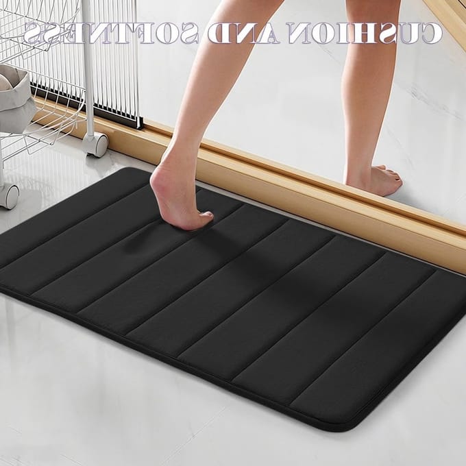 Set van 3 Antislip Badmatten - Wasbare en Absorberende Badmatten voor Douche, Badkamer en Toilet (Zwart)
