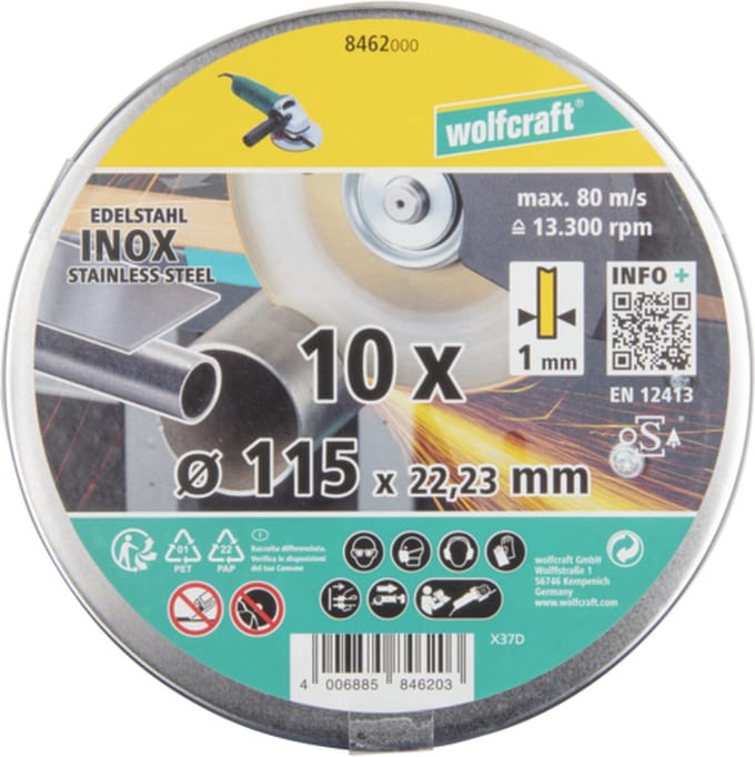 wolfcraft - 3 slijpschijven voor edelstaal, extra dun, Ø 125 mm - 8461000