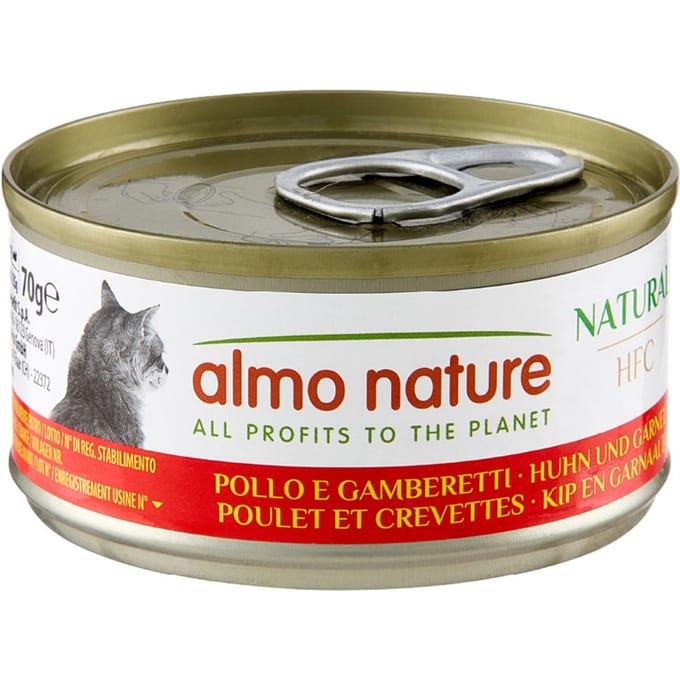 6x70g HFC kip en garnalen in gelei Almo Nature Kattenvoer