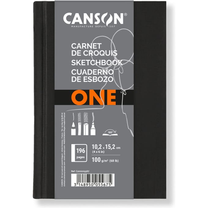 Schetsboek canson art book one hardcover 98vel 100gr 102x152mm wit