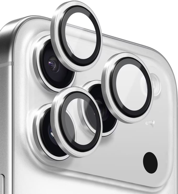 Mobile5 - Apple iPhone 17 Pro - Camera lens protector - Gehard glas - 9H Bescherming - Zilver
