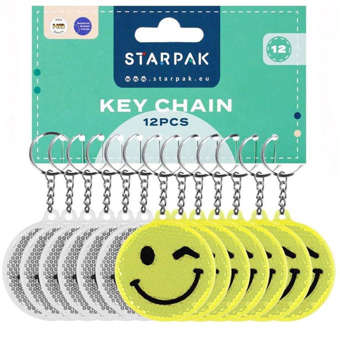 Lobbes sleutelhanger speelgoed reflecterend emoticon 12 stuks multi kleuren.