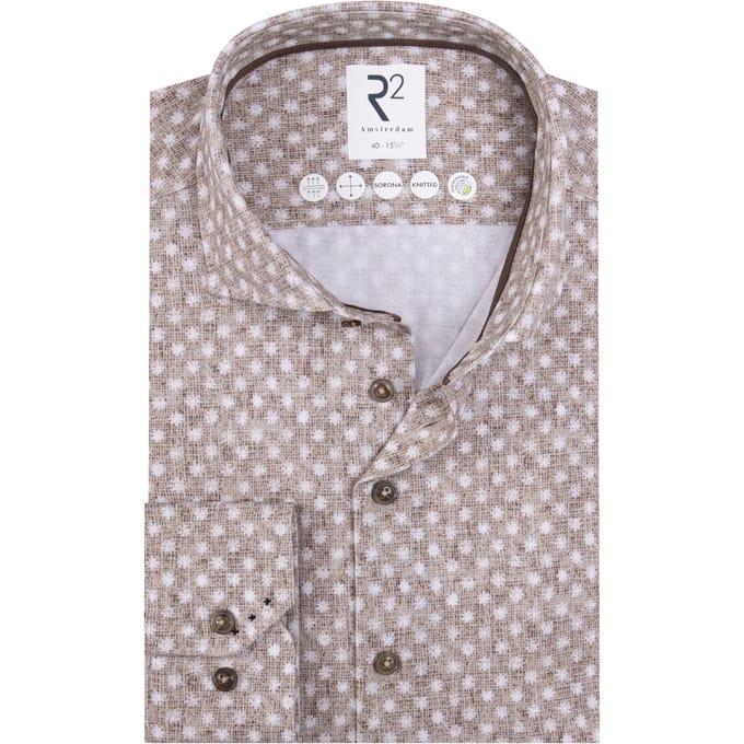 R2 Technical Knitted Sorona Lange Mouw Overhemden Beige 130.wsp.007