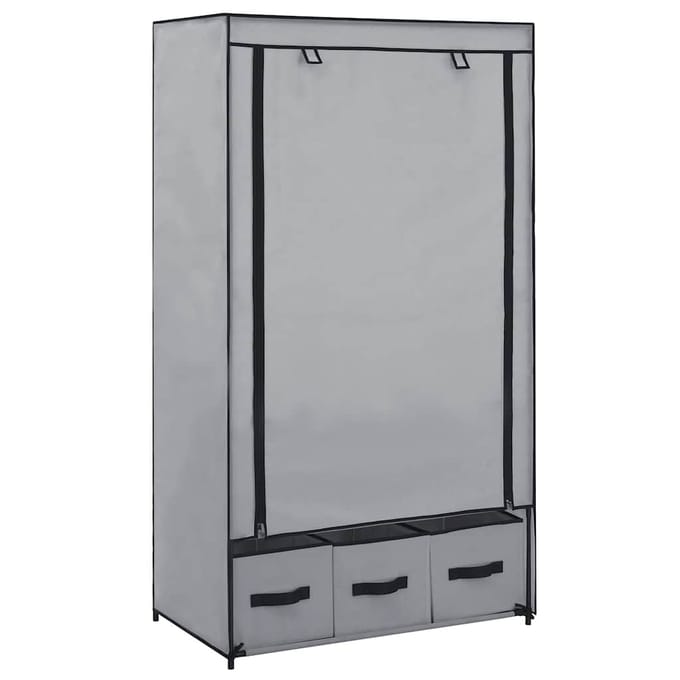 vidaXL - Kledingkast - 87x49x159 - cm - stof - grijs