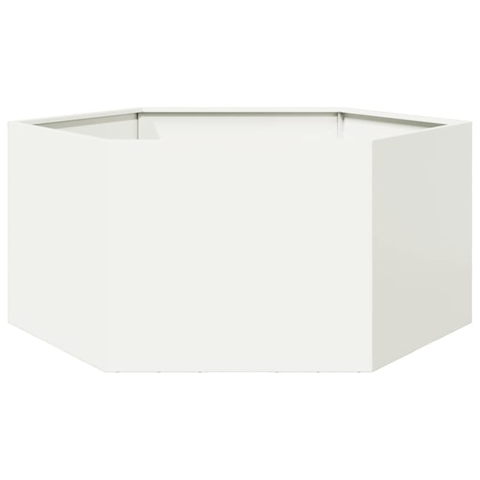 vidaXL - Plantenbak - zeshoek - 104x90x45 - cm - staal - wit