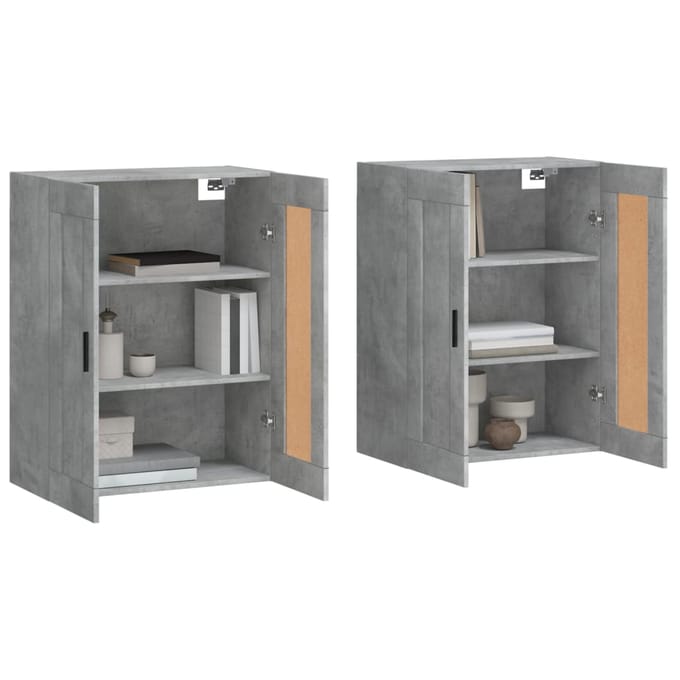 vidaXL - Hangkasten - 2 - st - bewerkt - hout - betongrijs