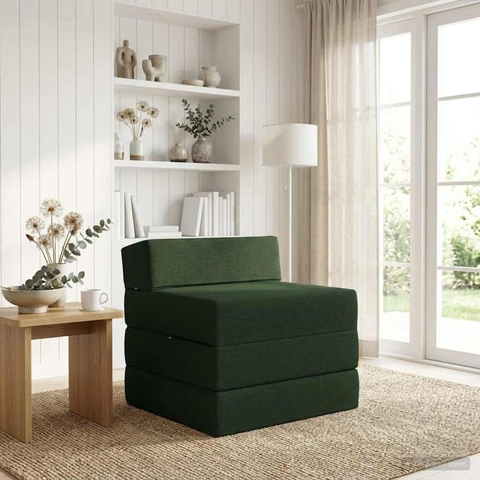 vidaXL - Vouwbare - Sofa - Bed - Donkergroen - 70 - x - 60 - x - 63 - cm - Stof